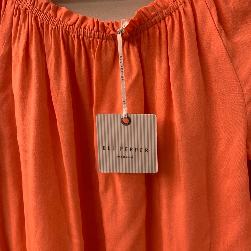 NWT Blu Pepper Off The Shoulder Coral Dress - Picture 6 of 6